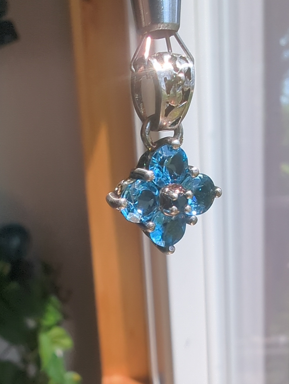 Blue Topaz & Sapphire Milor 925 Sterling Silver Floral Pendant